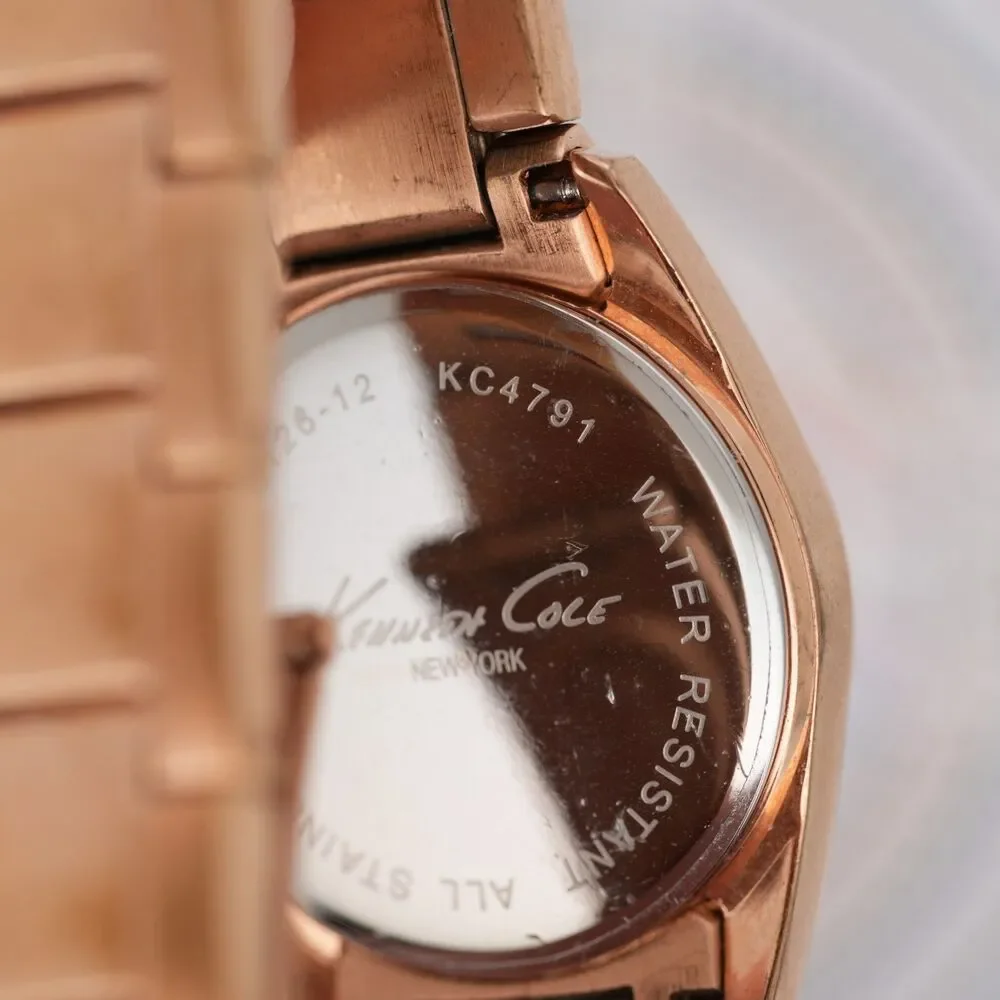 Kenneth Cole KC4791 Rose Gold Crystal Bezel Watch 28mm New Battery